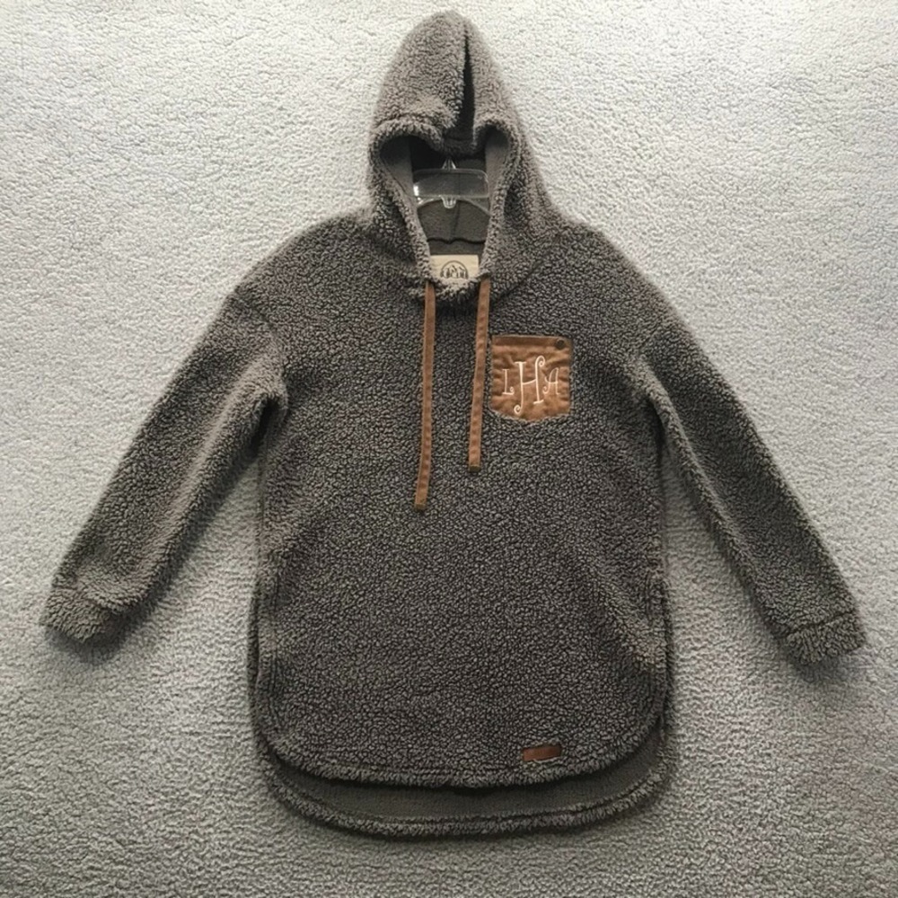 Marley Lilly Women's Long Sleeve Sherpa Pullover Hoodie Gray Size S/M